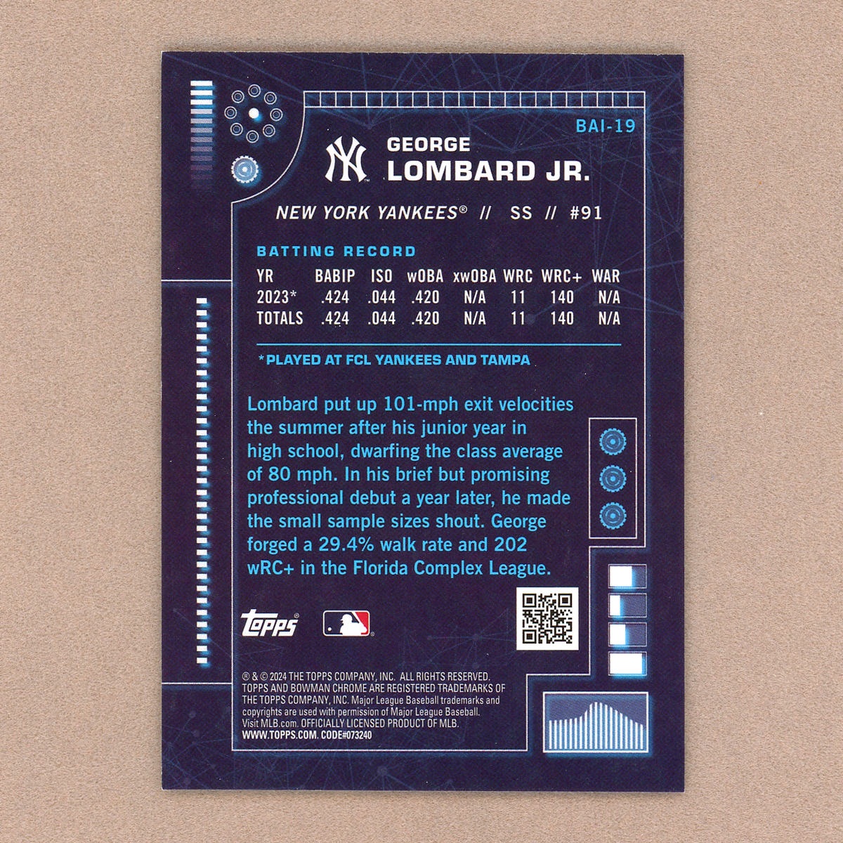 2024 Bowman George Lombard Jr. Bowman AI (Mini-Diamond)