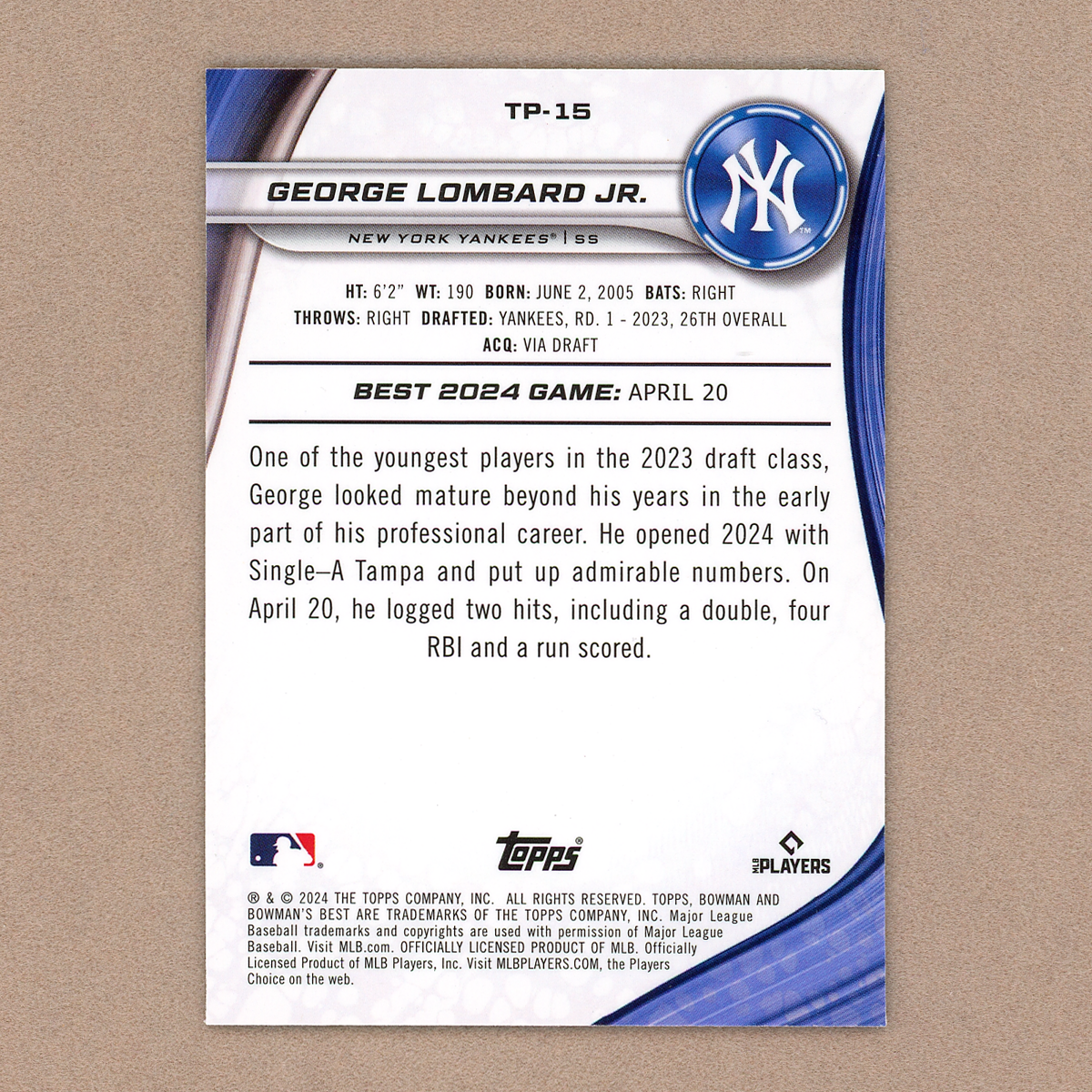 2024 Bowman's Best George Lombard Jr.