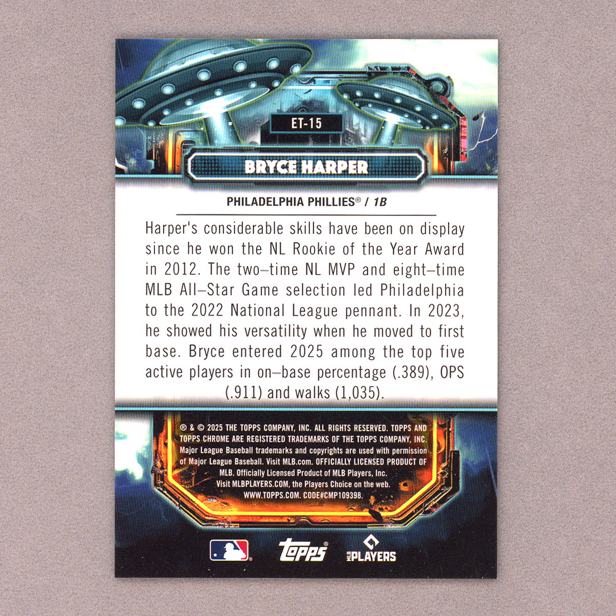 2025 Topps Cosmic Chrome Bryce Harper Extraterrestrial (Orange)