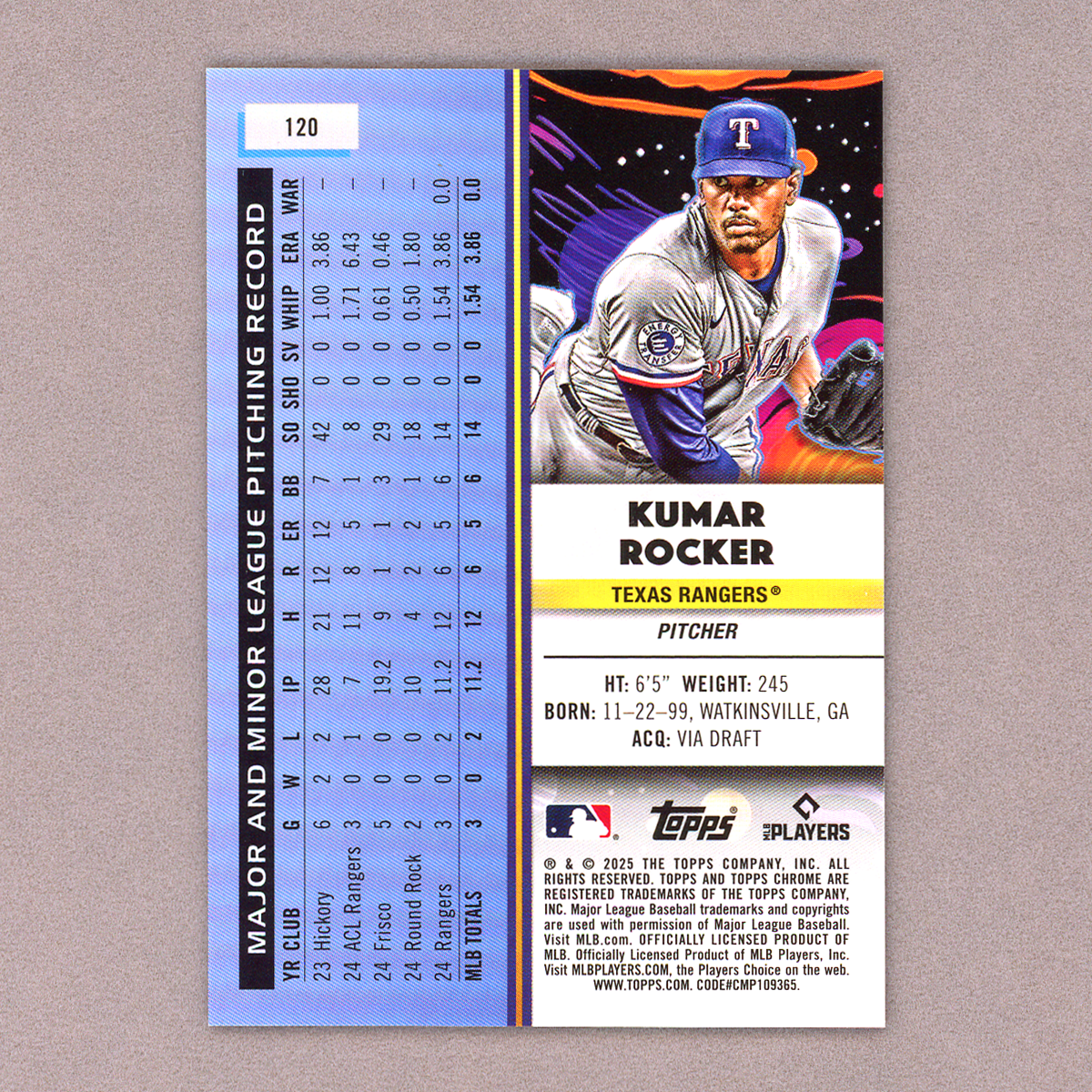2025 Topps Cosmic Chrome Kumar Rocker RC (Orange)