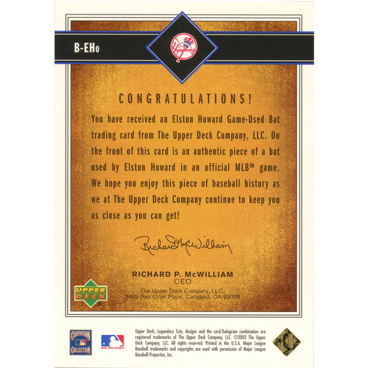 2002 Upper Deck SP Legendary Cuts Elston Howard Relic