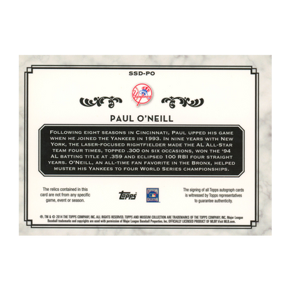 2014 Topps Museum Collection Paul O'Neill Dual Relic