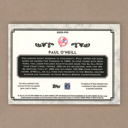 2014 Topps Museum Collection Paul O'Neill Dual Relic