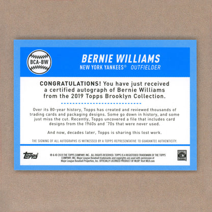 2019 Topps Brooklyn Bernie Williams Autograph