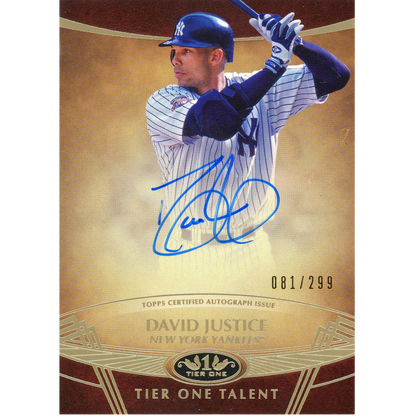 2019 Topps Tier One David Justice Autograph