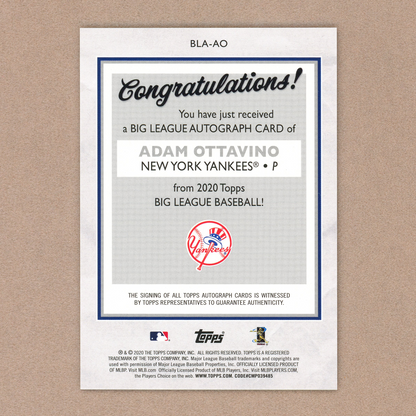 2020 Topps Big League Adam Ottavino Autograph