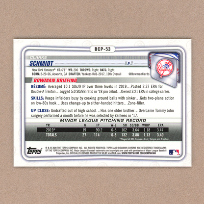 2020 Bowman Chrome Sapphire Clarke Schmidt (Purple)