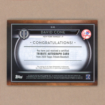 2020 Topps Tribute David Cone Autograph (Orange)