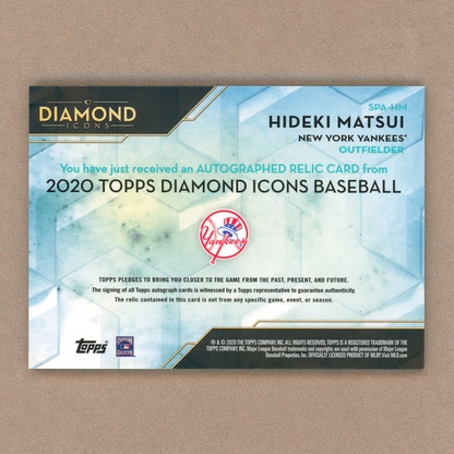 2020 Topps Diamond Icons Hideki Matsui Autograph Relic