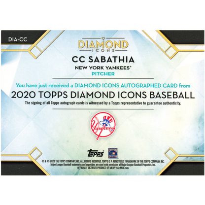 2020 Topps Diamond Icons C.C. Sabathia Autograph (Red)