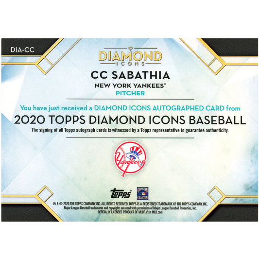 2020 Topps Diamond Icons C.C. Sabathia Autograph (Red)