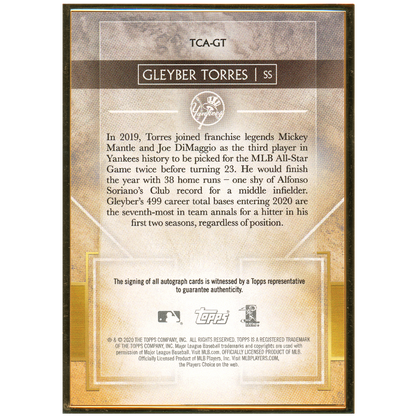 2020 Topps Transcendent Gleyber Torres Autograph (Red)