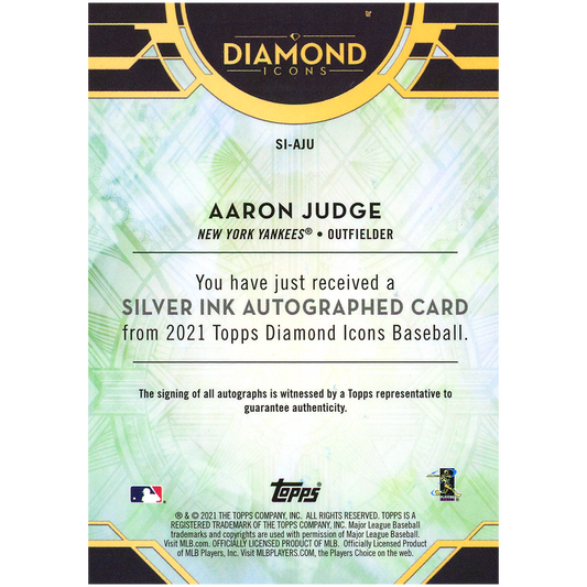 2021 Topps Diamond Icons Aaron Judge Silver Ink Autograph (Purple)