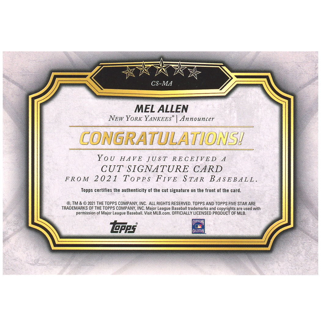 2021 Topps Five Star Mel Allen Autograph