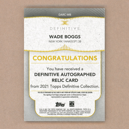2021 Topps Definitive Wade Boggs Autograph (Green)