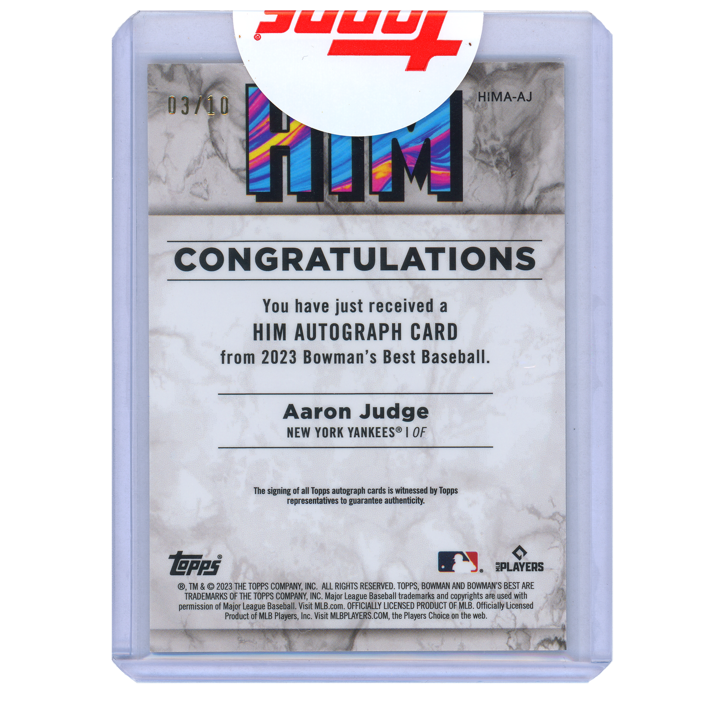 2023 Bowman's Best Aaron Judge HIM Autograph (Red)