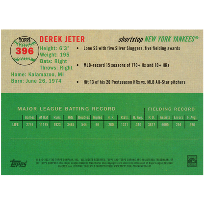 2023 Topps Chrome Platinum Anniversary Derek Jeter Image Variation