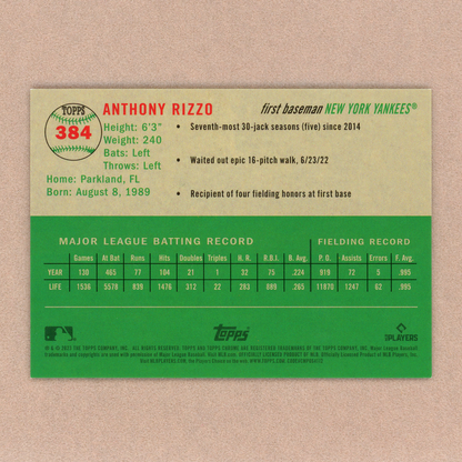 2023 Topps Chrome Platinum Anniversary Anthony Rizzo Gold