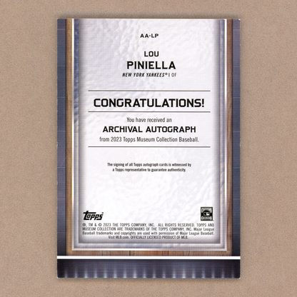 2023 Topps Museum Collection Lou Pinella Autograph (Copper)