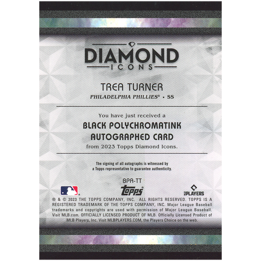 2023 Trea Turner Diamond Icons Black PolychromatINK Autograph (Gold Ink)