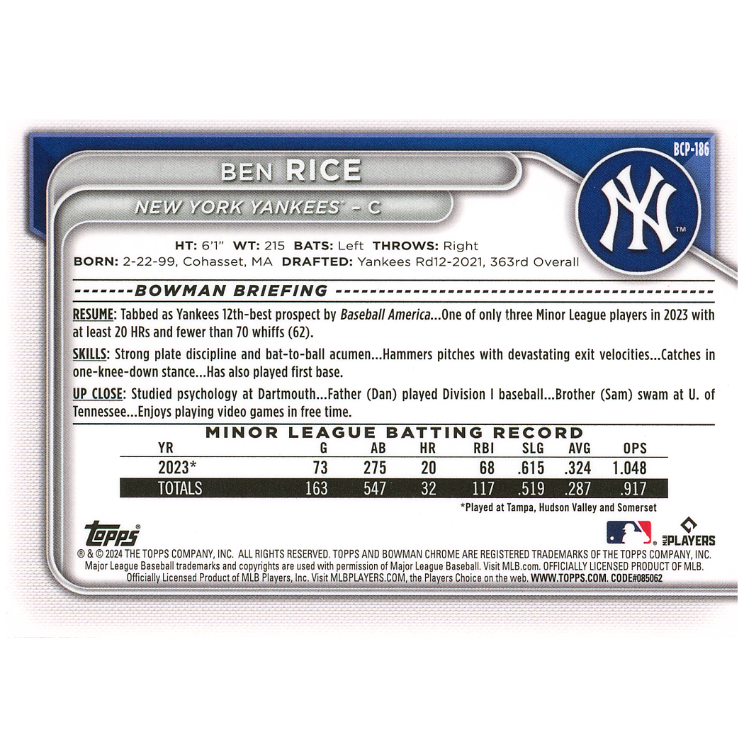 2024 Bowman Chrome Ben Rice