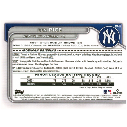 2024 Bowman Chrome Ben Rice Shimmer