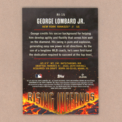 2024 Bowman Chrome George Lombard Jr. Rising Infernos