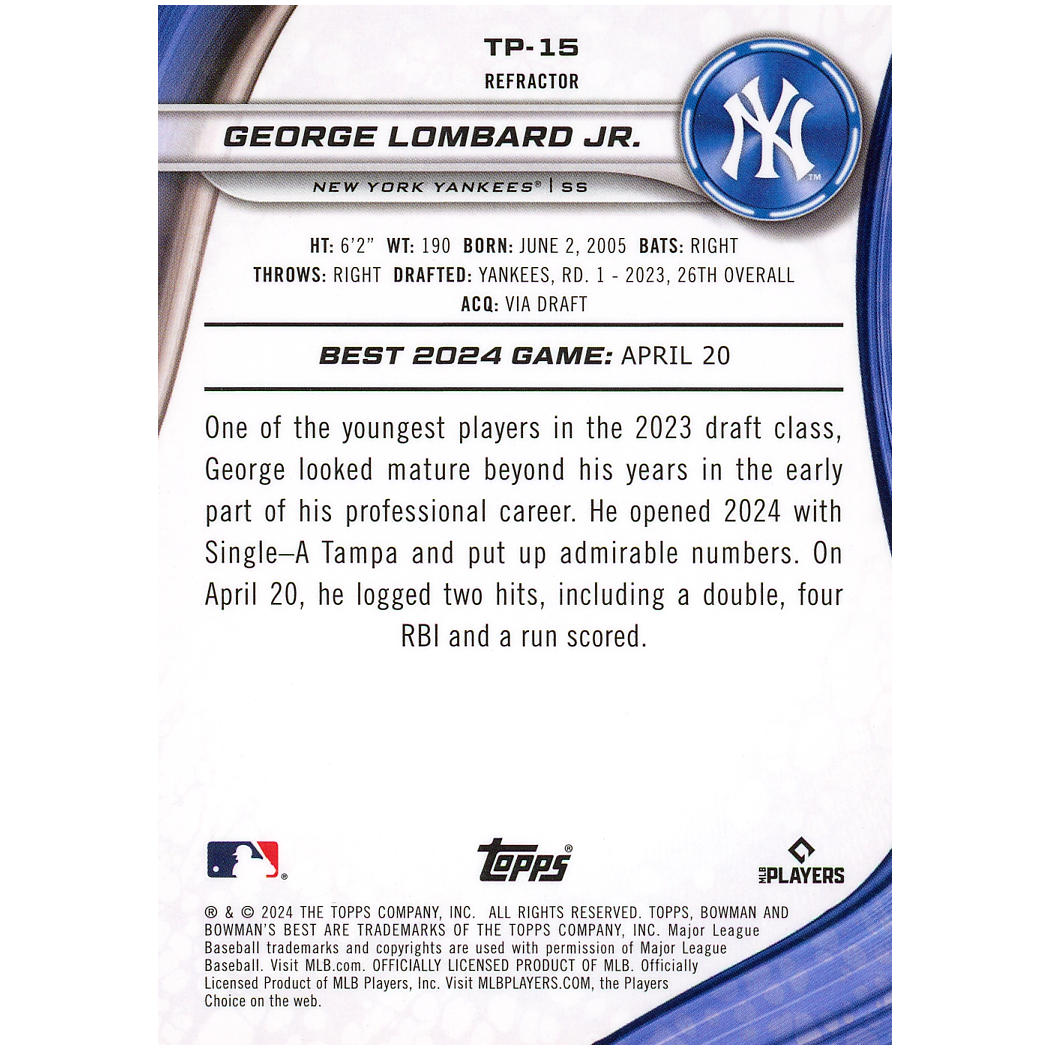 2024 Bowman's Best George Lombard Jr. (Refractor)