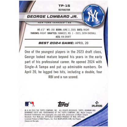 2024 Bowman's Best George Lombard Jr. (Refractor)
