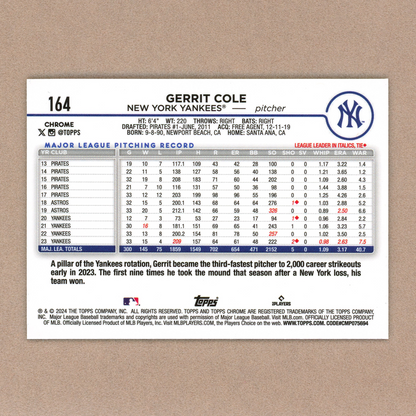 2024 Topps Chrome Gerrit Cole (Green Refractor)