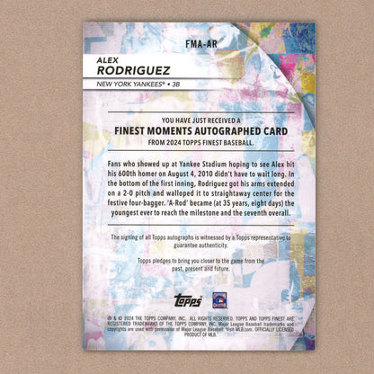 2024 Topps Finest Alex Rodriguez Autograph (Orange)