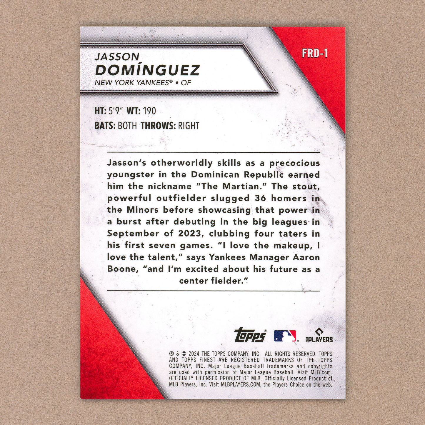 2023 Topps Finest Jasson Dominguez Finest Rookies (Gold)