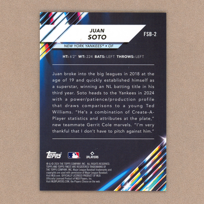 2024 Topps Finest Juan Soto Future So Bright (Orange)