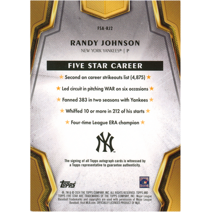 2024 Topps Five Star Randy Johnson Autograph (Blue)