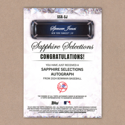 2024 Bowman Chrome Sapphire Spencer Jones Sapphire Selections Auto (Orange)