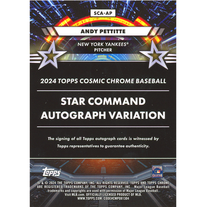 2024 Topps Cosmic Chrome Andy Pettitte Autograph