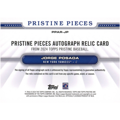 2024 Topps Pristine Jorge Posada Autograph Relic