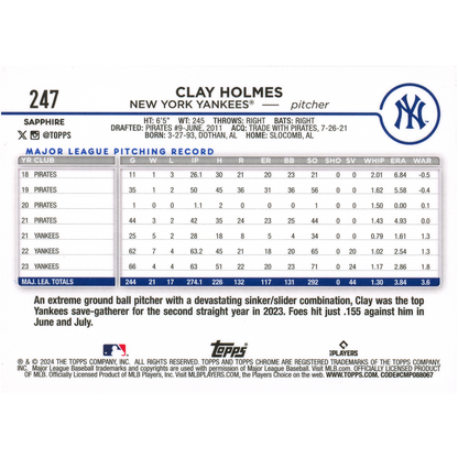 2024 Topps Sapphire Clay Holmes