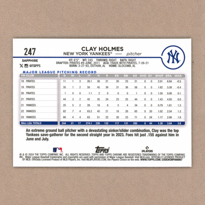 2024 Topps Sapphire Clay Holmes