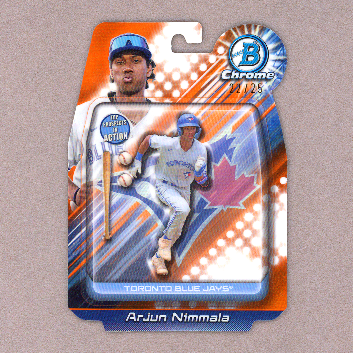 2024 Bowman Draft Arjun Nimmala In Action (Orange)