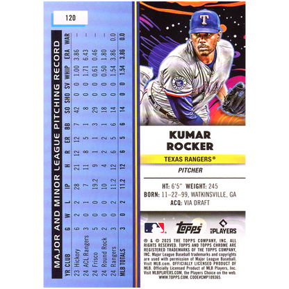 2025 Topps Cosmic Chrome Kumar Rocker RC (Orange)
