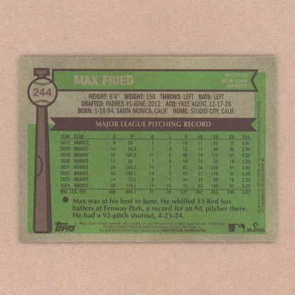 2025 Topps Heritage Max Fried (Light Blue Sparkle)