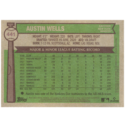 2025 Topps Heritage Austin Wells (SP)