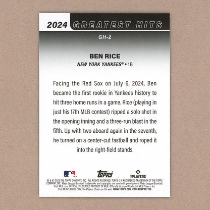 2025 Topps Series 1 Ben Rice Greatest Hits (RC)