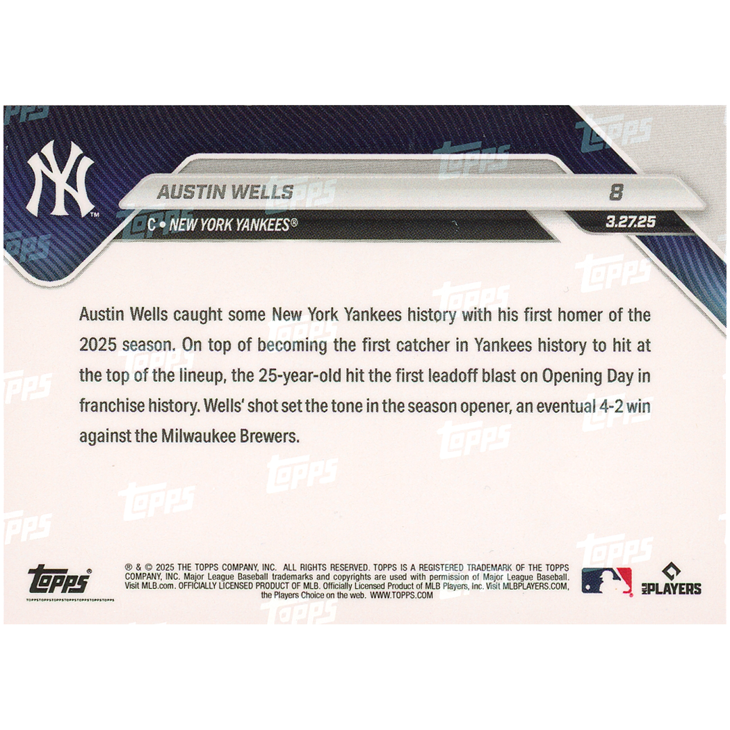 2025 Topps Now Austin Wells - Opening Day Leadoff HR