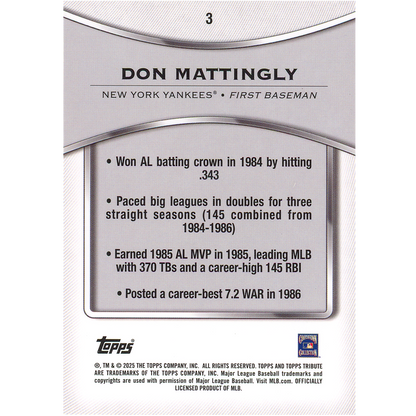 2025 Topps Tribute Don Mattingly (Blue)