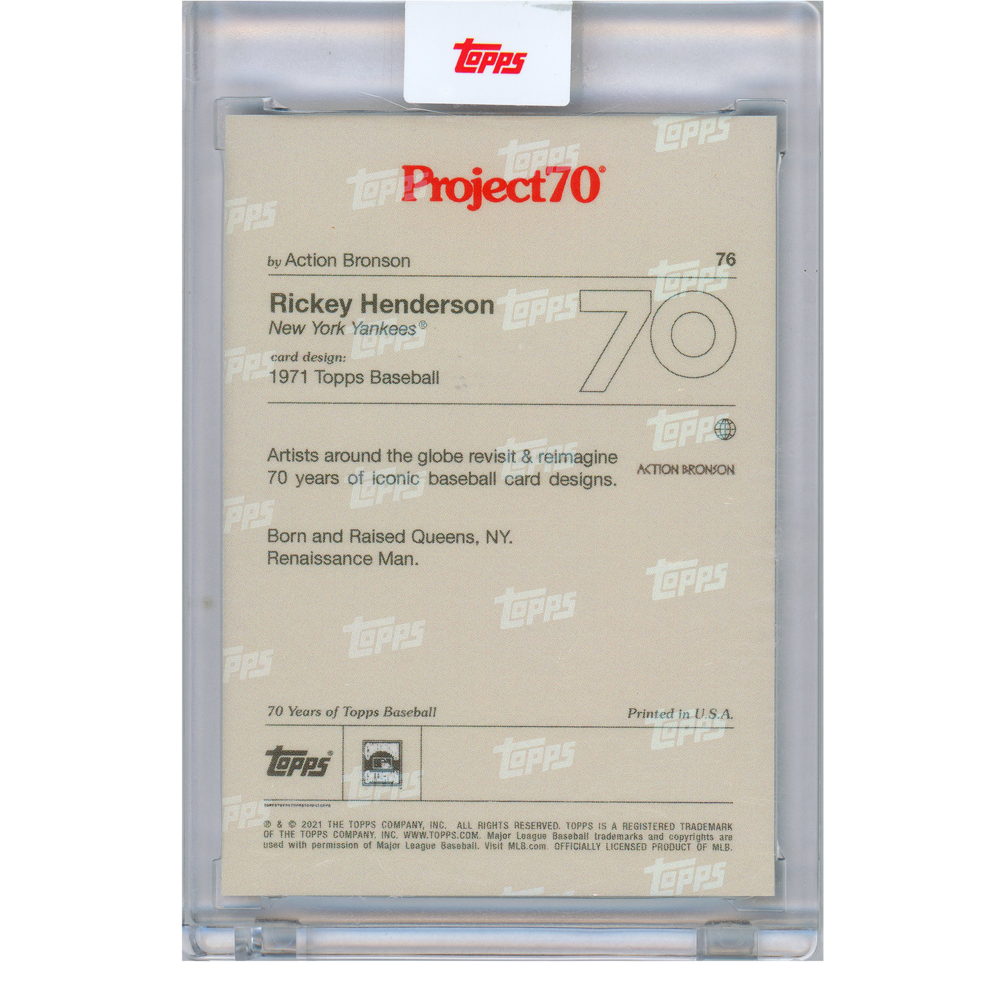 2021 Topps Project 70 Ricky Henderson