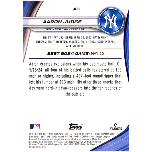 2024 Bowman's Best Aaron Judge (Mini Diamond)