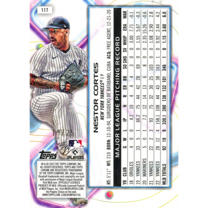 2023 Topps Cosmic Chrome Nestor Cortes (Orange Galactic)
