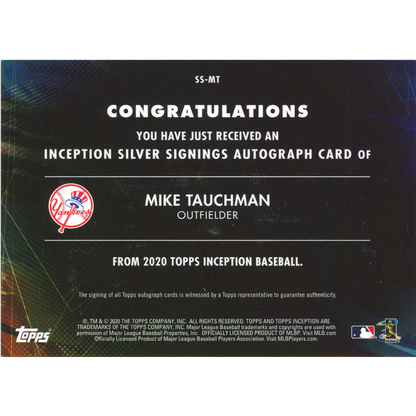 2020 Topps Inception Mike Tauchman Autograph (Silver Ink)